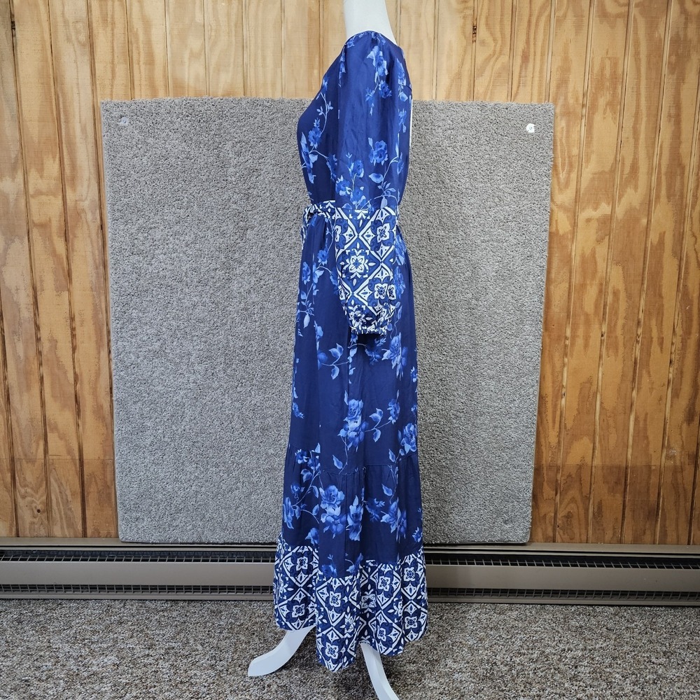 Celina Moon Floral Maxi Dress Long Sleeve Boho Size Small Blue Printed NWT - Picture 4 of 12